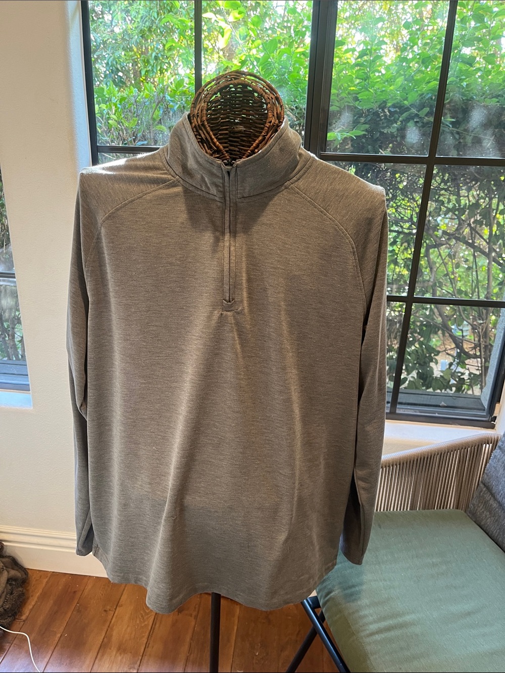 STYLUS Gray Men’s Casual Quarter-Zip Button Down Shirt